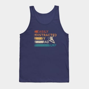 Easily Distracted By Rad Surf Retro Surfer Vibes Tank Top
